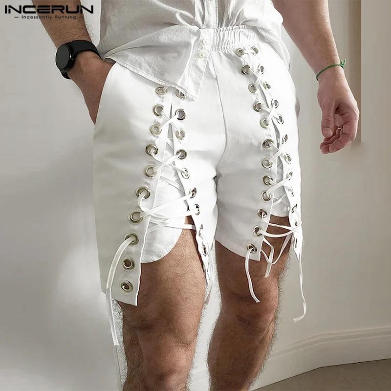 INCERUN-Short de Style Américain pour Homme, Design en Maille, Couleur Unie, Décontracté, Marche en 