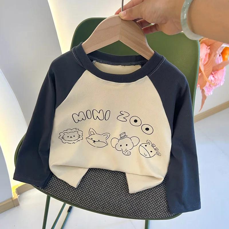T-shirt à manches longues pour filles et garçons, chemise de Base avec lettres, vêtements pour enfan