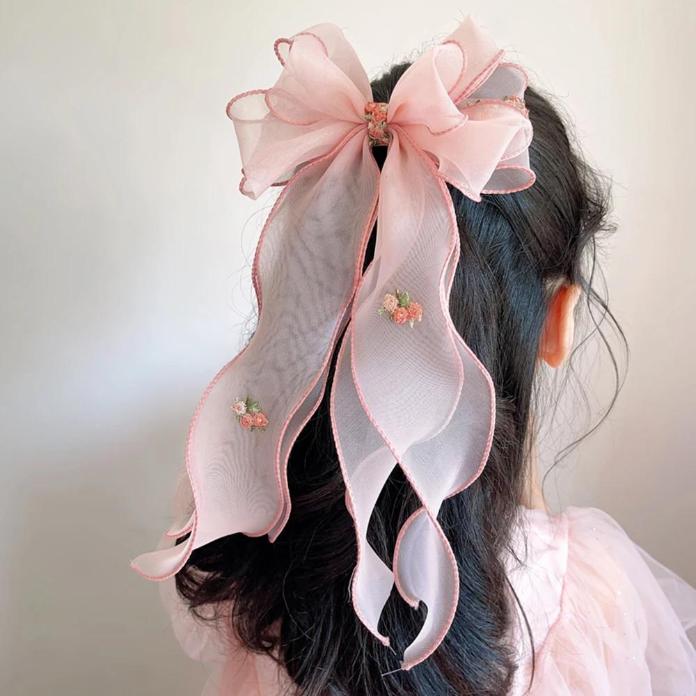 Épingle à cheveux tressée pour enfants coréens, accessoires pour cheveux floraux brodés, coiffure qu