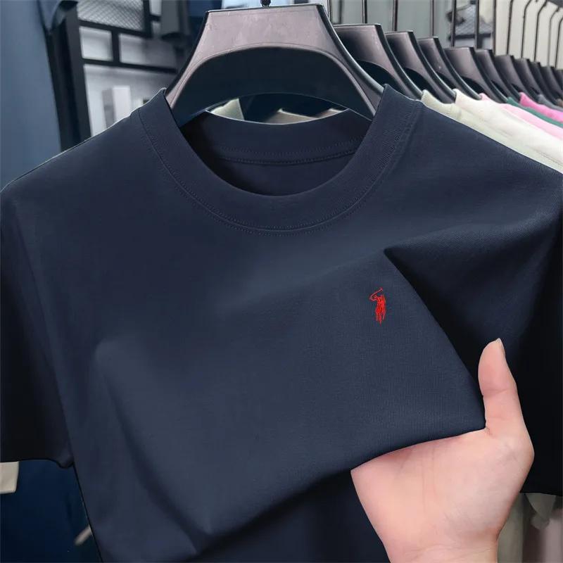 T-shirt homme 100% coton à col rond et manches courtes, très populaire, marque de luxe, article d'ét