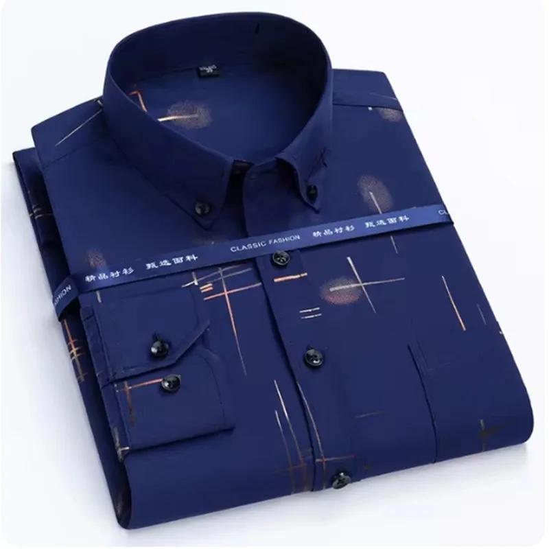 Chemise à manches longues déformable pour hommes, vêtements décontractés d'affaires, mince, coupe co
