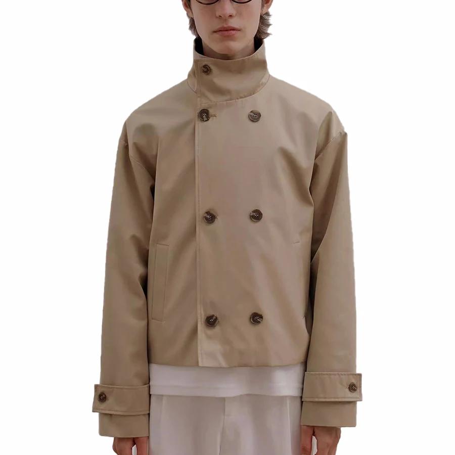 Mauroicardi printemps automne kaki court Trench manteaux homme col montant Double boutonnage élégant