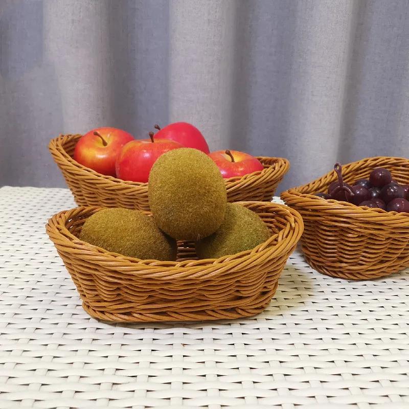 Paniers de service ovales incurvés en osier tissé, pour pain, fruits, légumes, Restaurant, présentoi