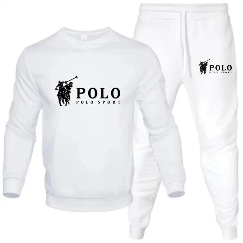 Ensemble de survêtement sportif pour homme en 2 pièces - Sweat-shirt à col rond noir et pantalon de 