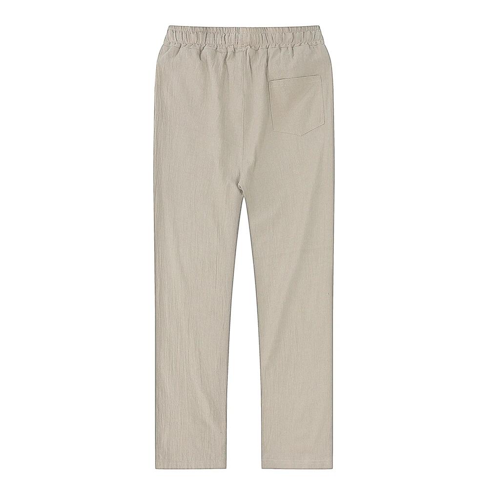 Pantalon en coton et lin pour homme, respirant, couleur unie, Fitness, Streetwear, nouvelle collecti