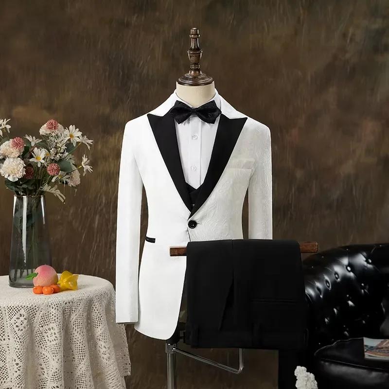 Costumes floraux pour garçons de 3 à 16 ans, ensemble 3 pièces pour smoking de mariage, tenue formel