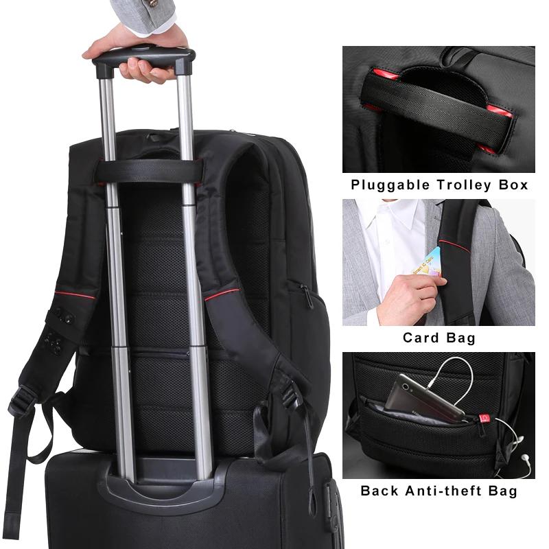 Kingsons hommes sacs à dos 15 ''17'' sac à dos pour ordinateur portable USB chargeur sac antivol sac