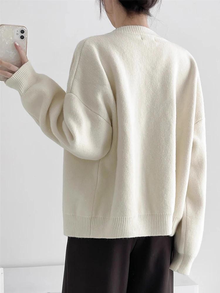 AOSSVIAO-Cardigan à col rond pour femme, couleur unie, simple boutonnage, collection automne hiver