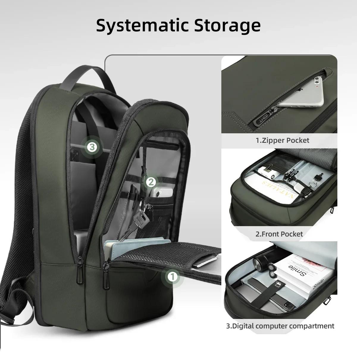 HK – sac à dos d'affaires extensible pour hommes, léger, pour ordinateur portable de 15.6 pouces, av