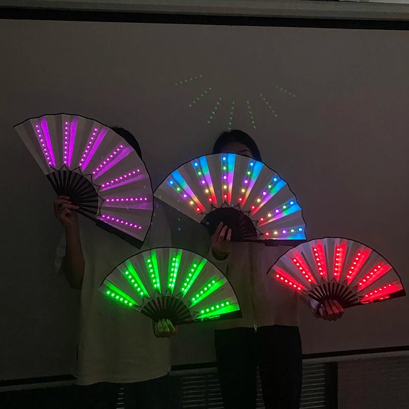 Éclairage de fête pour carnaval, ventilateur lumineux LED néon, ventilateur pliable lumineux, éventa