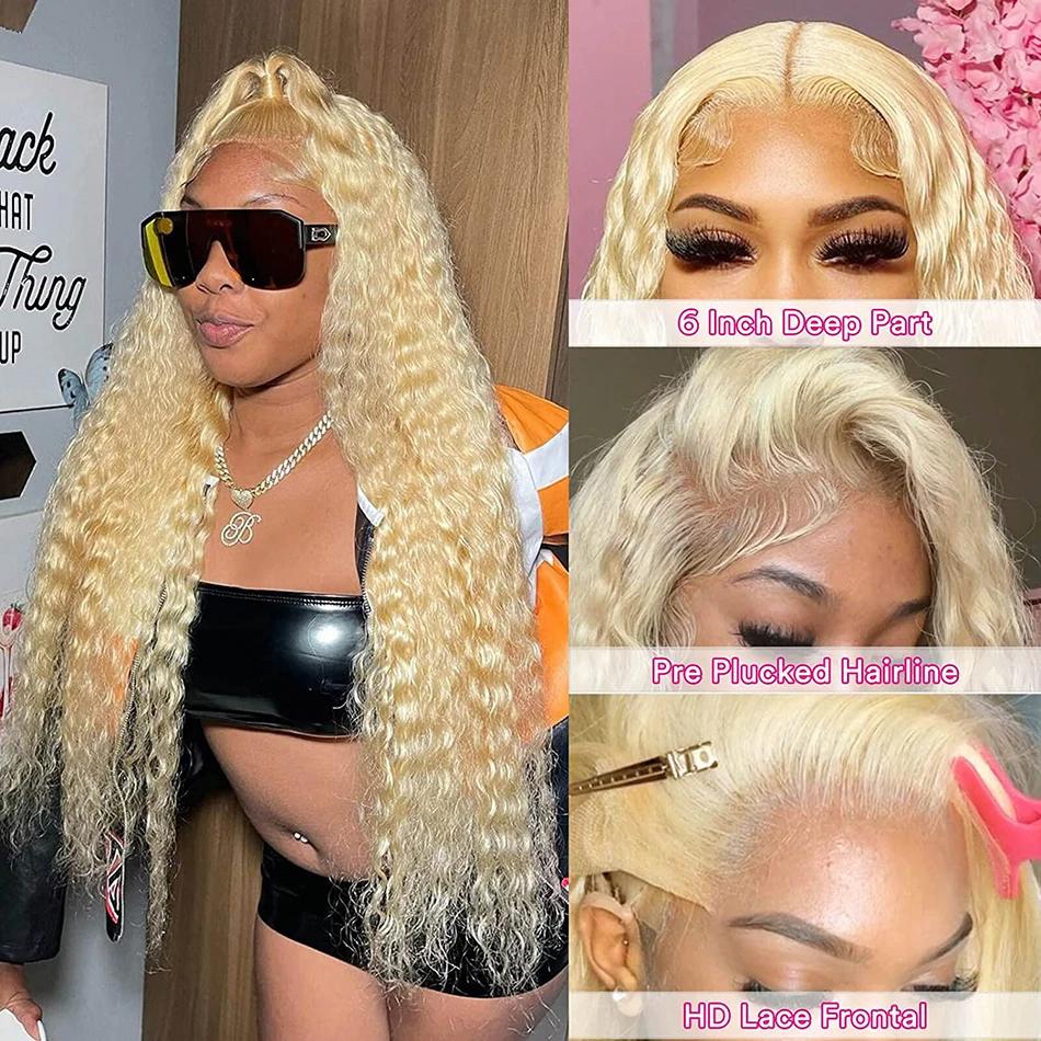 WiggKnitting-Perruque Lace Front Wig naturelle bouclée, cheveux humains, Deep Wave, 13x6, 13 age, 61