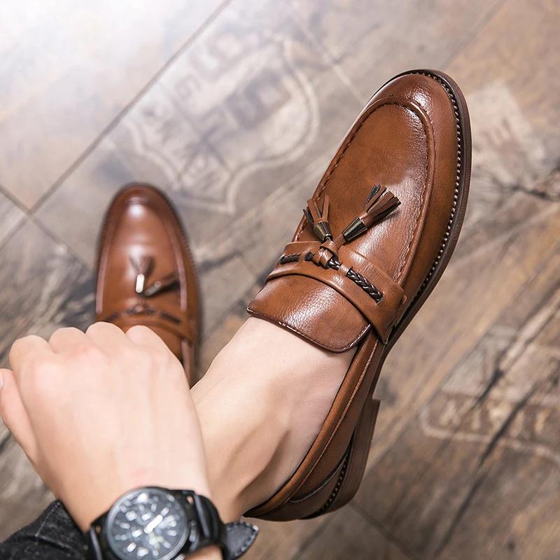 Mocassins décontractés pointus pour hommes, chaussures à franges ald-on, l'offre elles de boeuf, cha