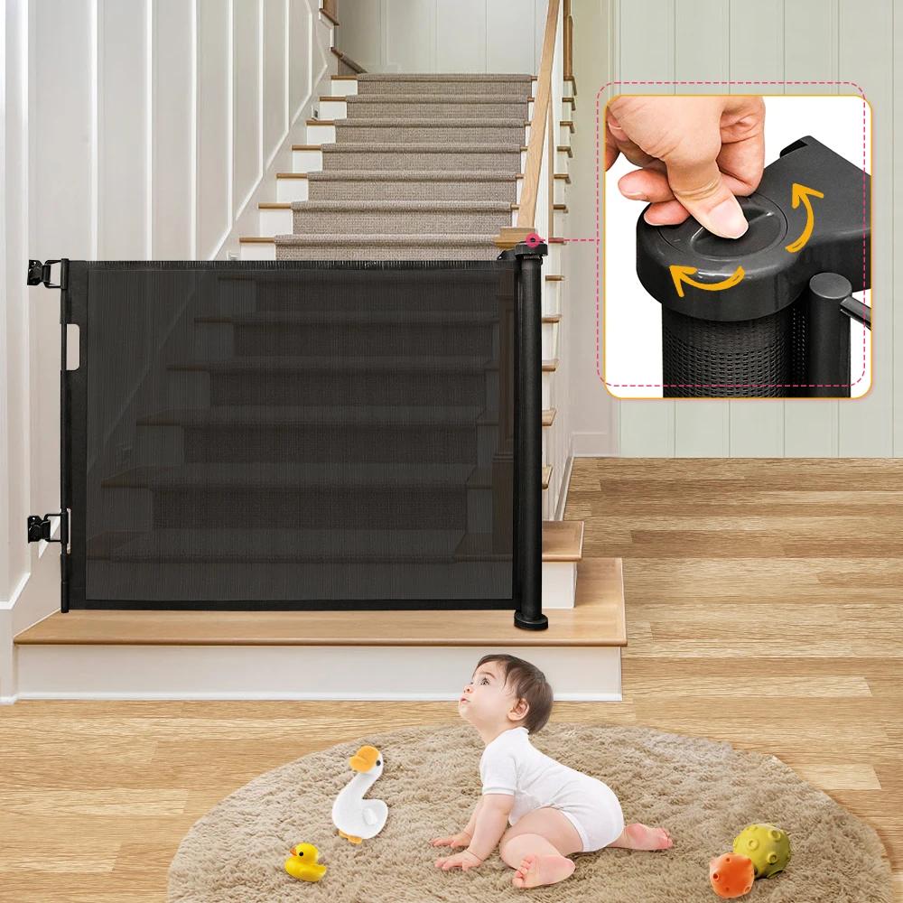 Porte d'escalier extensible 0-150 Cm, porte de barrière pour bébé, porte de sécurité pour enfants, c