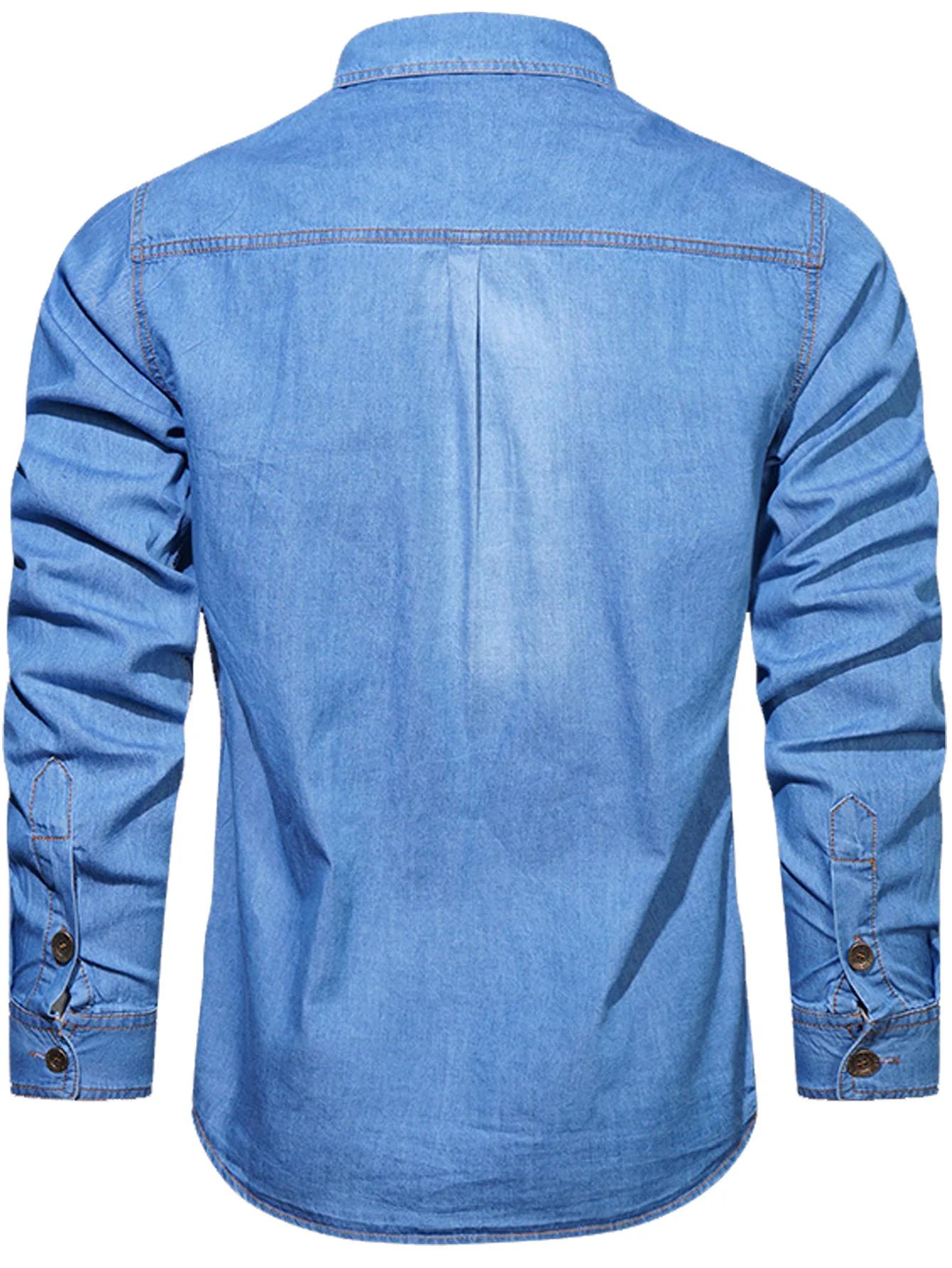 FREDD MARSHALL 2025 automne nouvelle mode hommes à manches longues Denim chemise décontracté boutonn
