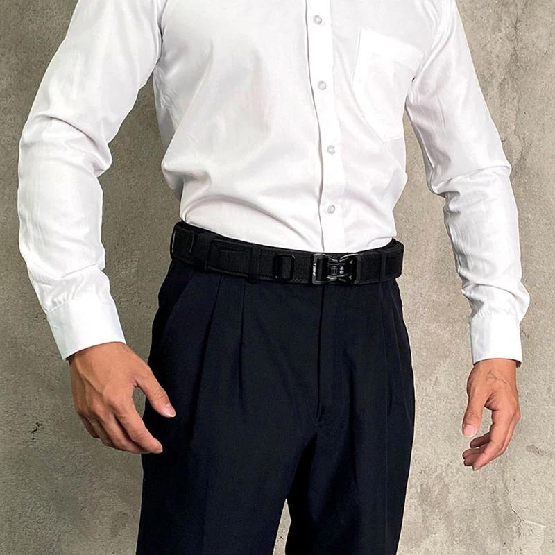 VATLTY Nouveau Ceinture de pantalon rigide pour hommes Boucle en métal Ceinture tactique militaire à