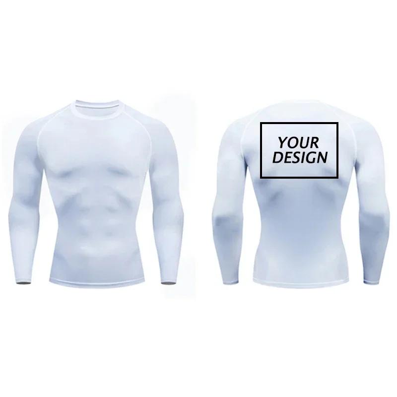 Haut de course pour hommes, Logo personnalisé imprimé, chemise ajustée, manches longues, sous-vêteme