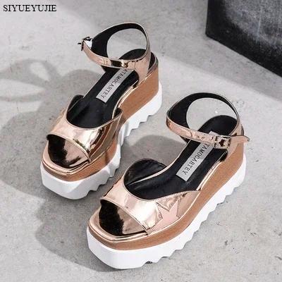 Femme étoiles chaussures femmes bout carré à lacets fond épais plate-forme chaussures compensées, ha