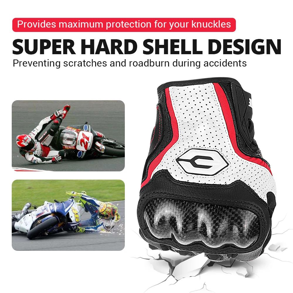 Gants de Moto en Fiber de carbone, cuir de vache, gants de Motocross, équipement de protection antid