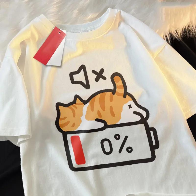 T-shirt ample à manches courtes pour femme enceinte, Style rétro, imprimé chat, avec haut à col rond