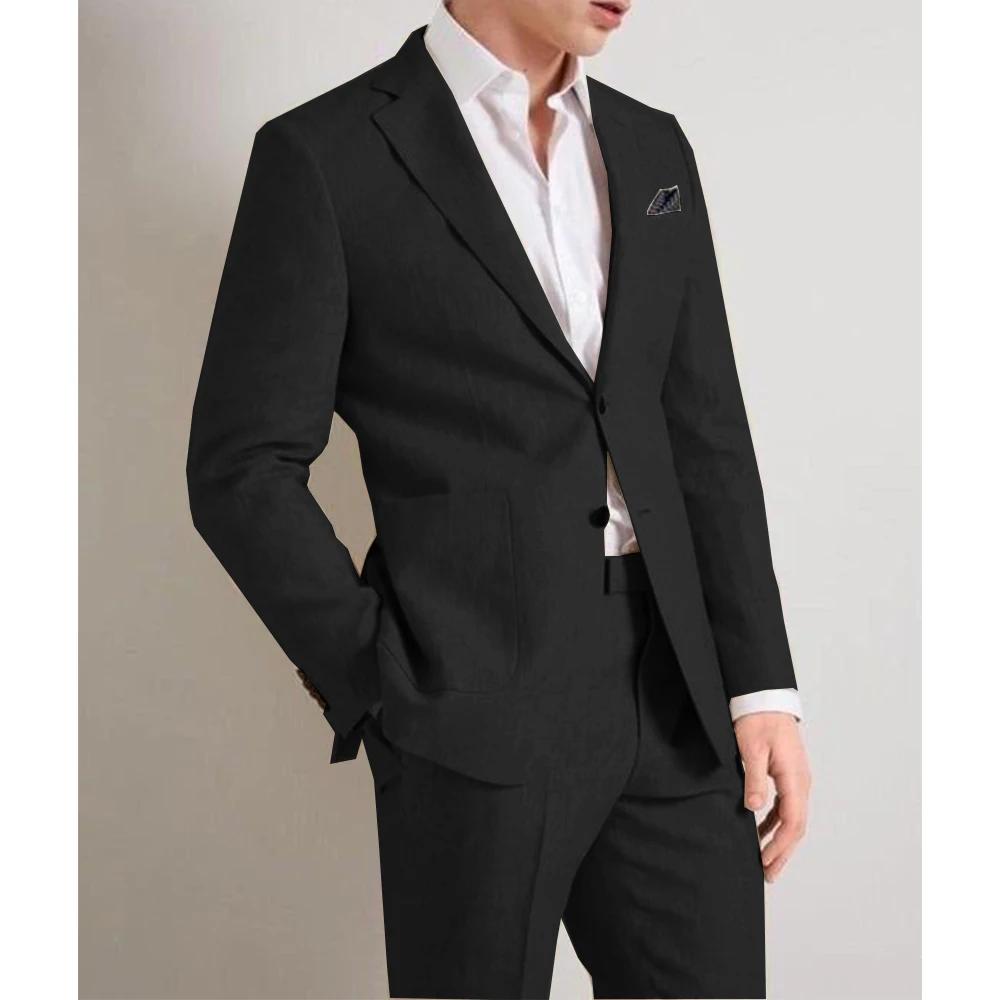 Ensemble Complet Élégant en Lin Fin et Respirant pour Homme, Vêtement Confortable pour Mariage Forme