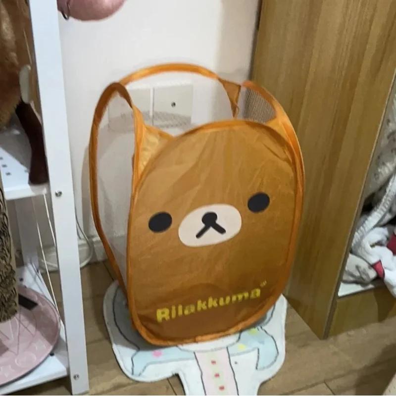 Japonais Rilakkuma maille pliant grande capacité panier à linge dessin animé portable cadre de range