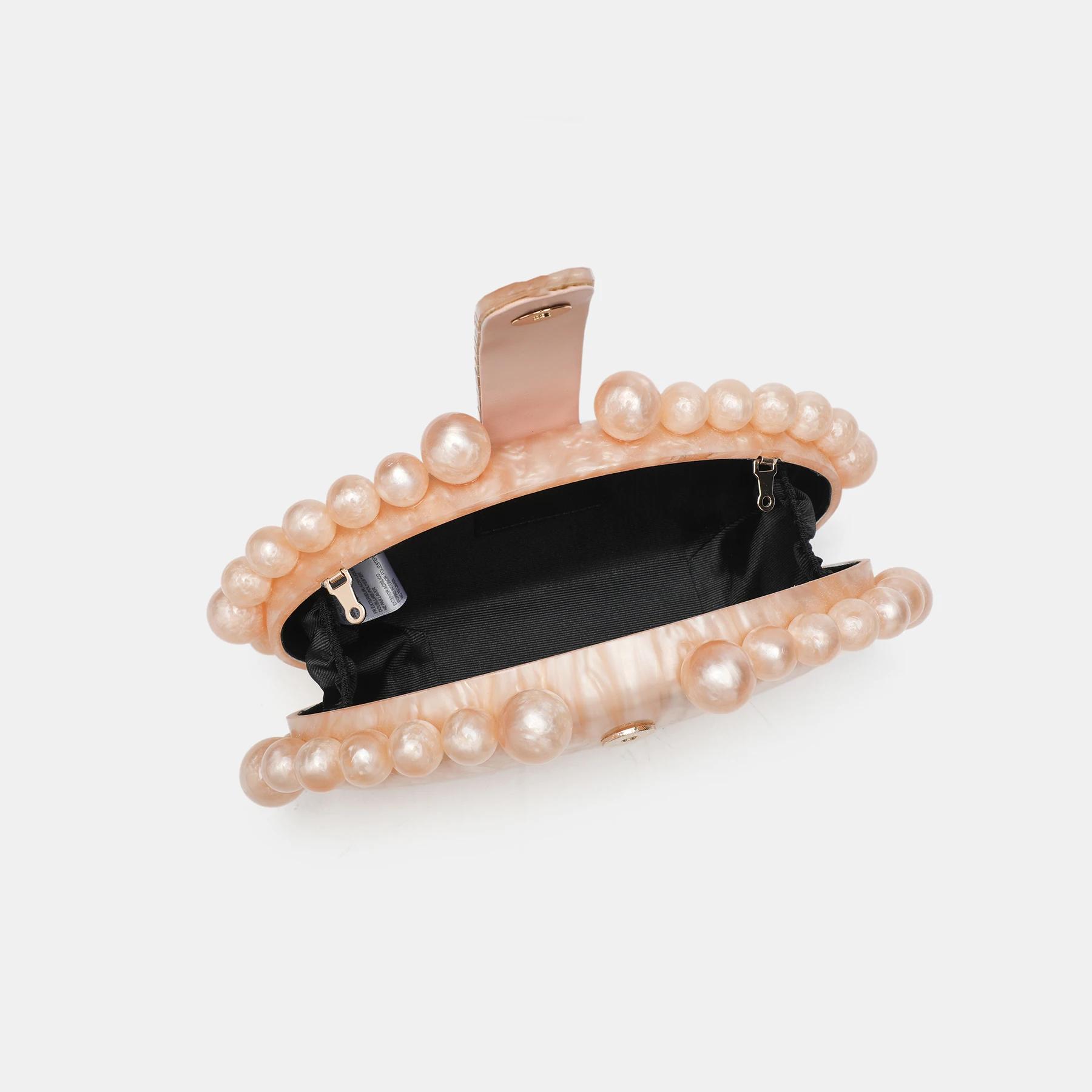 Sac de soirée de luxe 2025 avec chaîne perlée dorée, sac en acrylique en forme de gâteau pour femme,