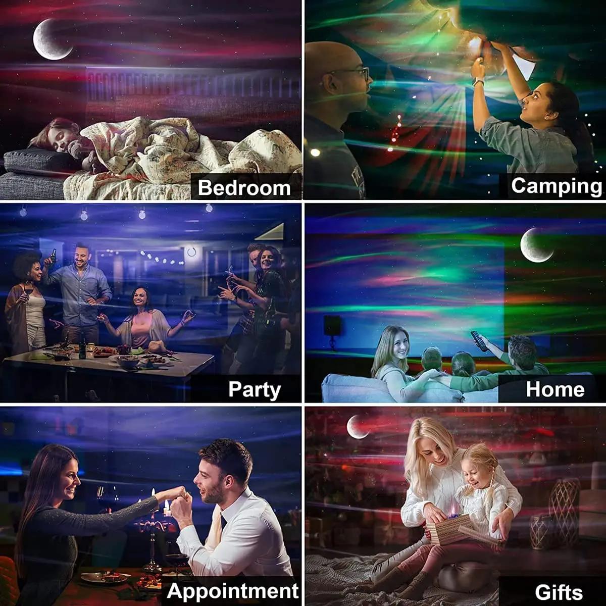 Nouveaux projecteurs Aurora galaxie étoile projecteur lumière du nord ciel étoilé lune lampe pour ch
