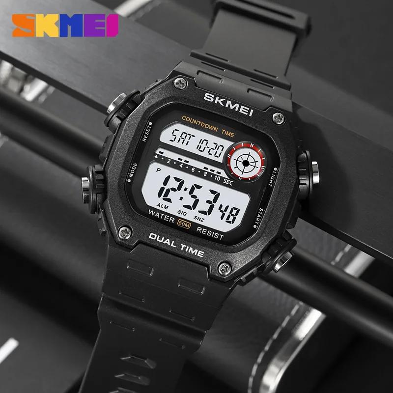 SKMEI 2126 montres de sport pour hommes étanche chronomètre alarme LED affichage numérique compte à