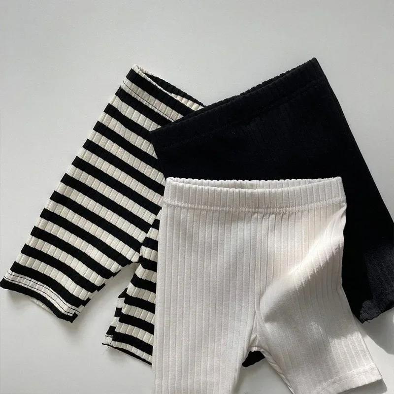 Été nouveaux enfants solide Shorts coton filles Leggings rayé bébé Stretch pantalon infantile enfant