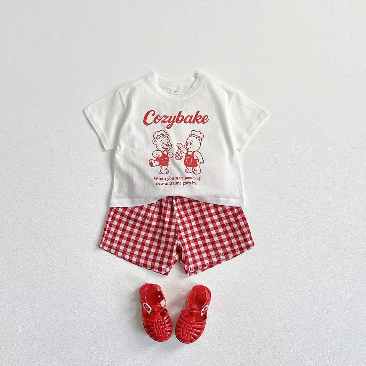 2025 nouveaux vêtements d'été costume à manches courtes imprimé dessin animé T-shirt + Shorts enfant