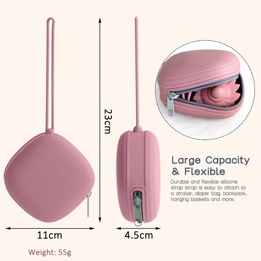 Porte-sucette pour bébé, boîte à sucette à fermeture éclair, conteneur de sucette Portable pour bébé