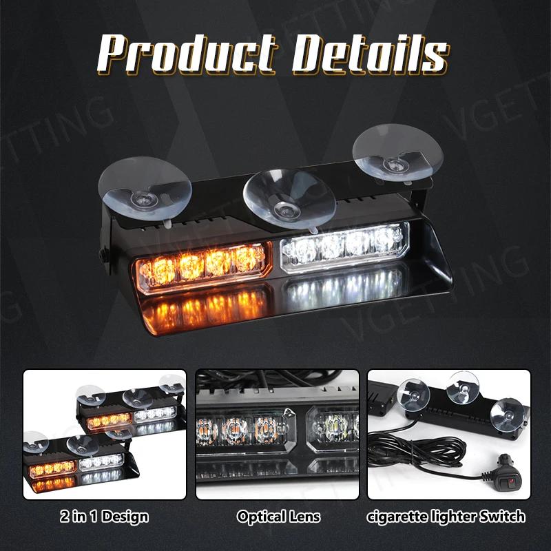 Lumières stroboscopiques LED 2 en 1 pour voiture, Flash d'urgence, lampe d'avertissement, barre de p