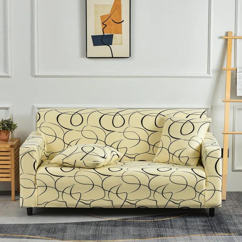 Housse de canapé extensible imprimée, pour salon, combinaison en forme de L, Chaise, décoration de m
