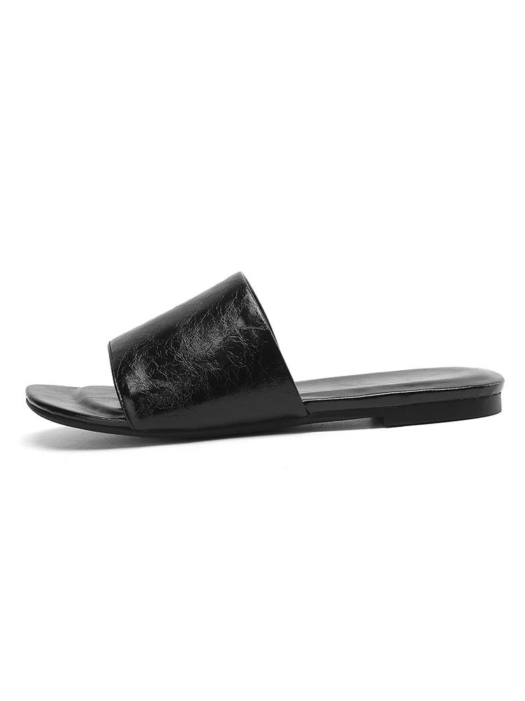 2025 nouvelles femmes tendance été fendu pantoufles en cuir Sexy dames bordeaux noir bout ouvert gra