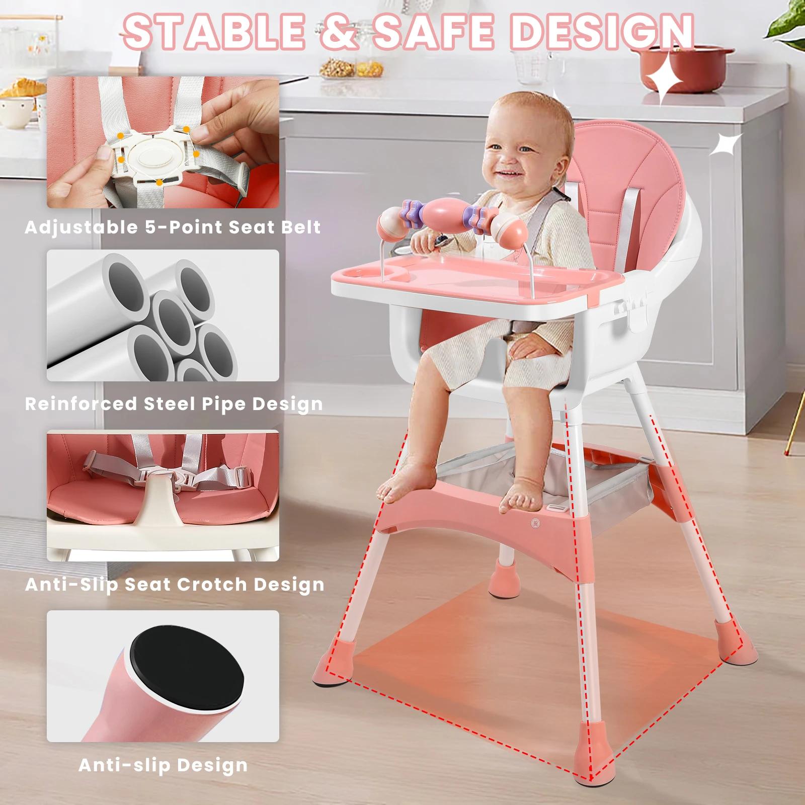 Chaise haute pour bébé à hauteur réglable, chaise haute/basse convertible avec plateau amovible, cei