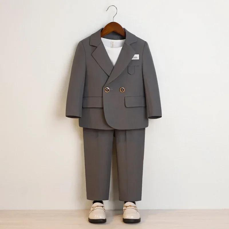 Costume de Spectacle de Piano Noir pour Garçon Adolescent, Tenue de Cérémonie de Remise de Diplôme, 