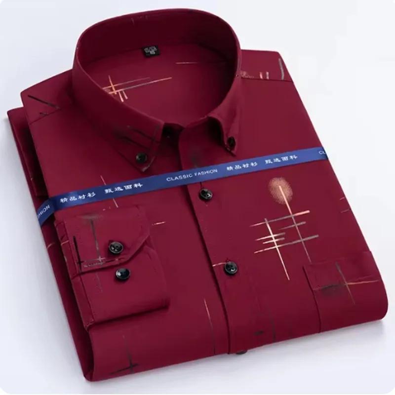 Chemise à manches longues déformable pour hommes, vêtements décontractés d'affaires, mince, coupe co