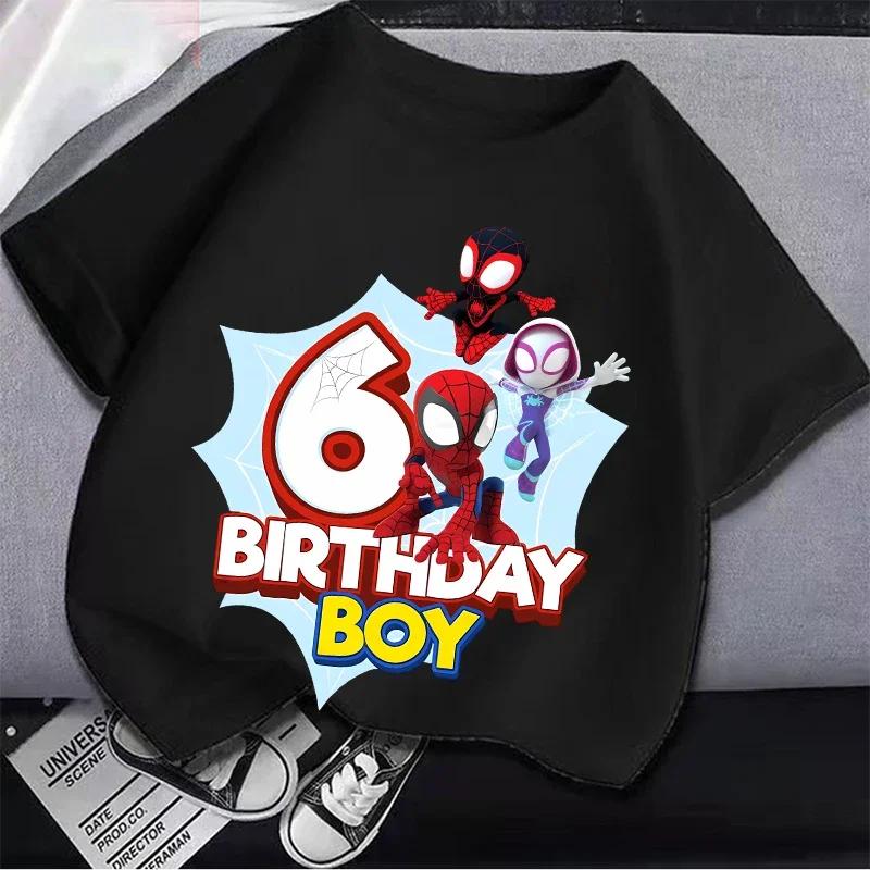 T-shirt à manches courtes pour enfants, Marvels Spiderman, numéro 1-9, avec figurines de dessins ani