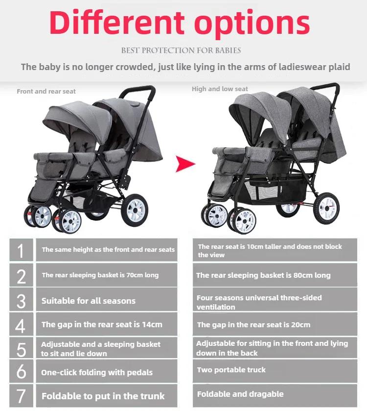 Coussinets jumeaux enfants sièges avant arrière - Chariot pliable double vente en gros STOCK ue