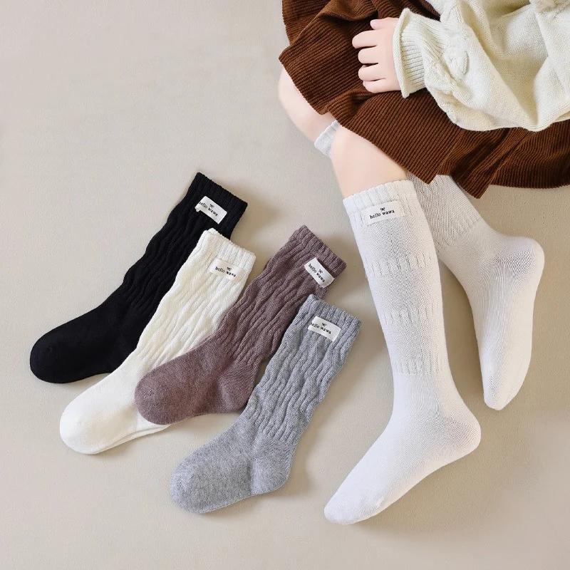 Chaussettes longues pour filles, printemps automne, nouvelles chaussettes en coton pour enfants, cha