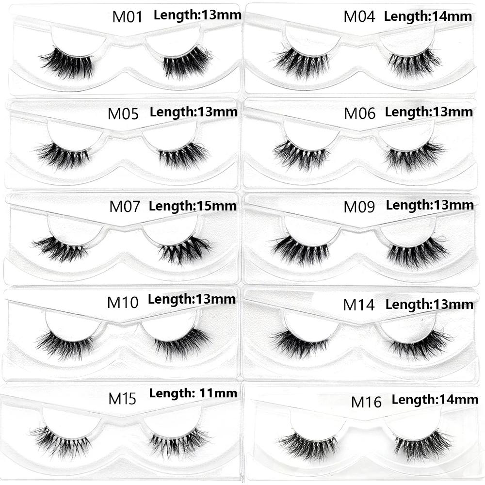 Articles en vrac 10/30/60/100 paires demi-cils de vison naturel longs moelleux vaporeux demi-cils Ex