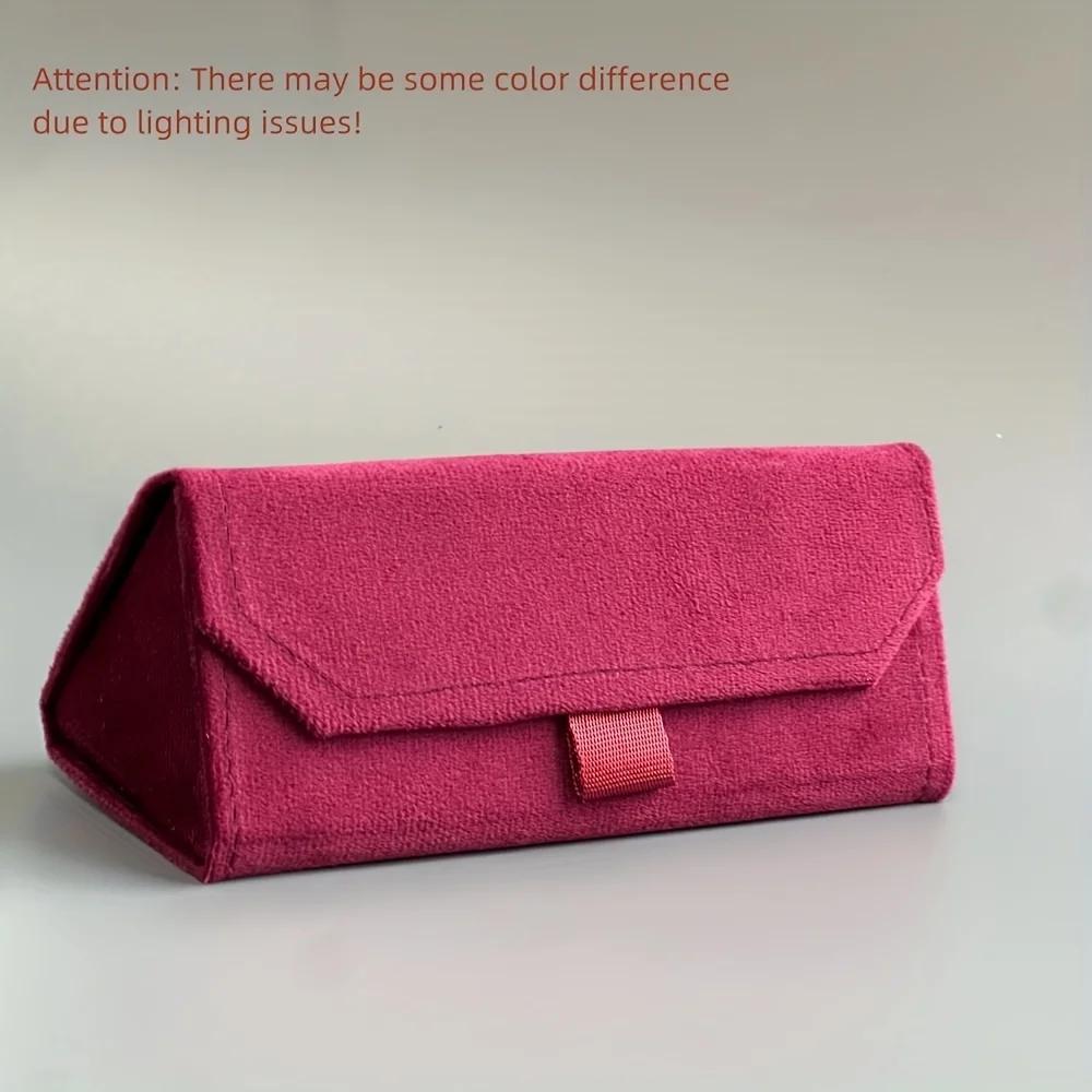 1pc velours Triangle pliant lunettes femmes étui élégant lunettes de soleil étui sac à main dur homm