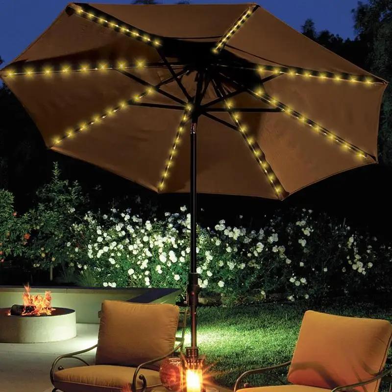 Parasol de Patio éclairé par LED solaire, parapluie suspendu en porte-à-faux avec 8 Modes de luminos