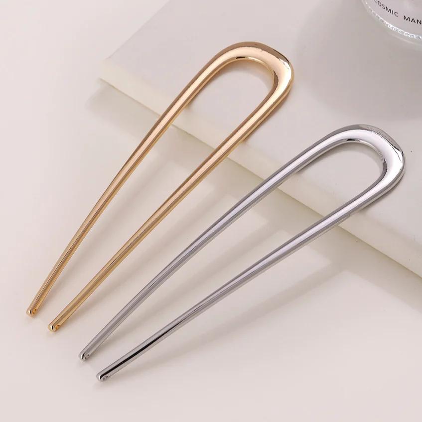 Épingle à cheveux Simple en forme de U, bâtons de cheveux en métal, pinces à cheveux françaises, épi