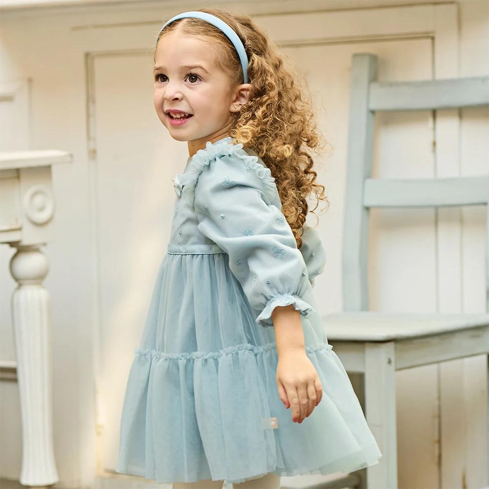 Robes en maille pour enfants Dave Bella, vêtements pour filles, automne-printemps, manches longues, 