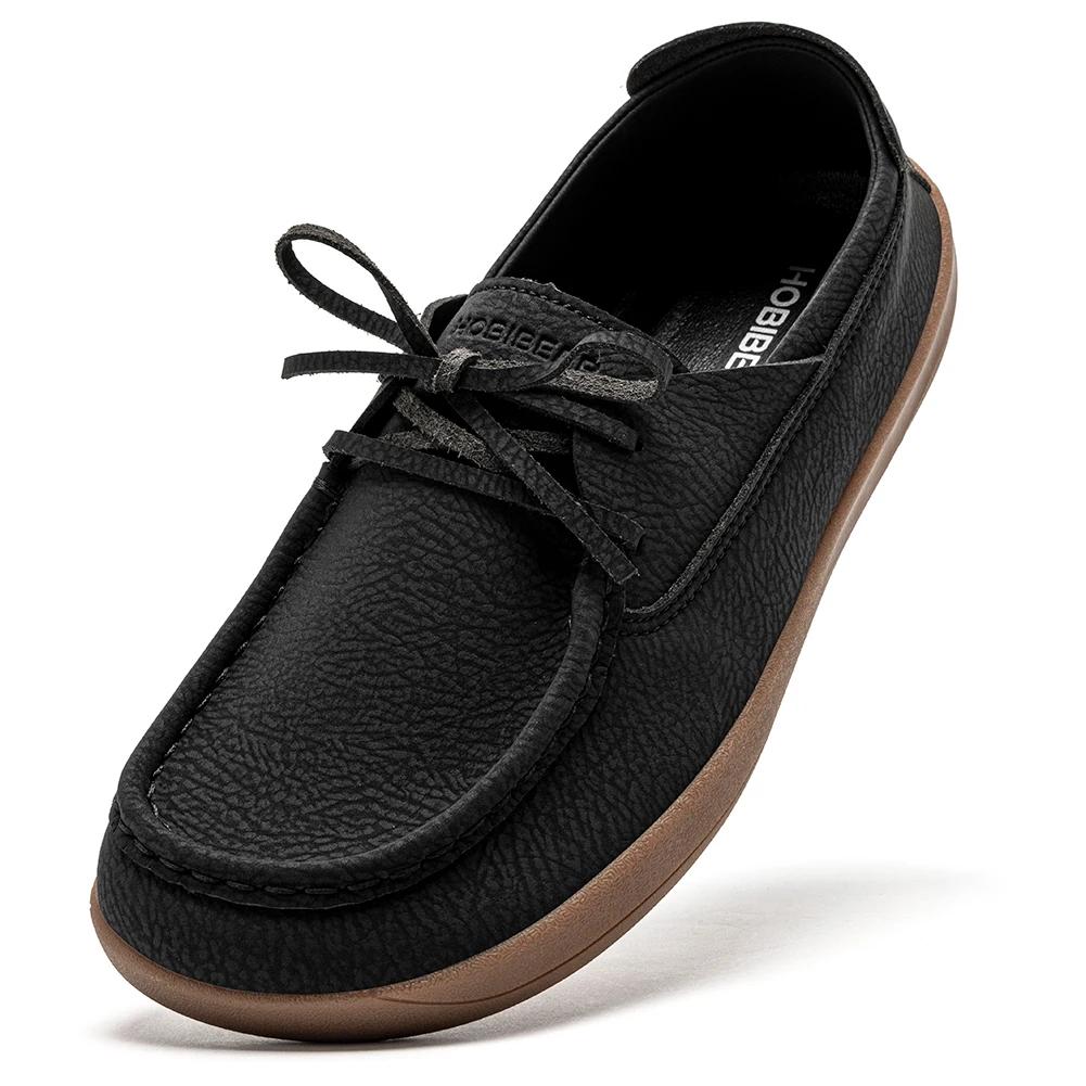 HOBIBEAR Mocassins pieds nus pour femmes, chaussures à enfiler à largeur large, ajustables, à talon 