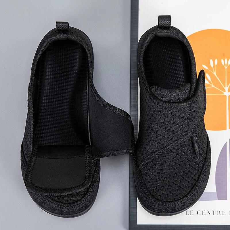 Chaussures ouvertes pour personnes âgées, chaussures pour diabétiques réglables, pieds gonflés, larg