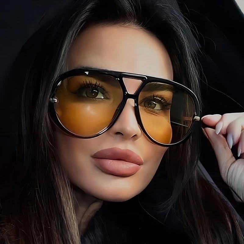 Lunettes de soleil oversize ovales style punk pour femme, grandes, marque de luxe 2026, monture méta