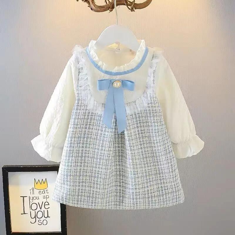 Jupe à manches longues pour filles, jolie robe ample, vêtements d'extérieur, nouveau Style coréen, v