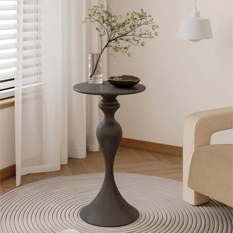 Table d'appoint ronde pour canapé, style crème, étagères en fer, petite table basse, mini chevet, cé